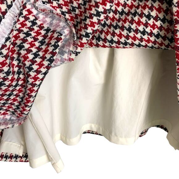 Talbots Women's 12 Wool Skirt Red Black Houndstooth A Line Hem Pleated - Picture 5 of 10